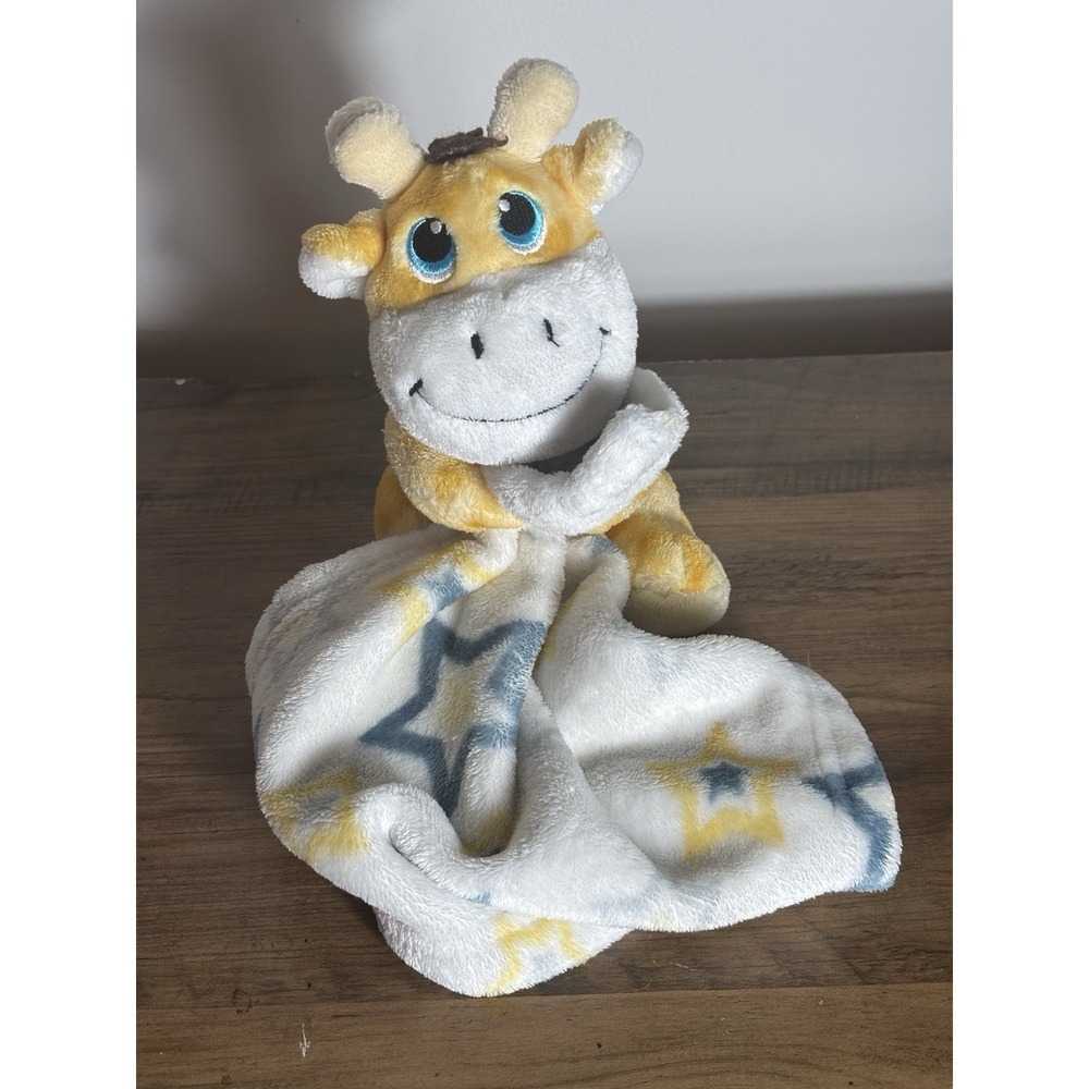 Little Beginnings Giraffe 8" Plush Security Blanket Lovey Baby Yellow Blue Star